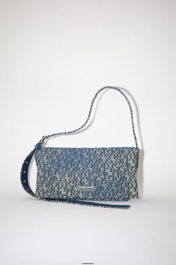 Acne Studios accesorios azul denim 0T4HT557 bolso de hombro con monograma en el desfile