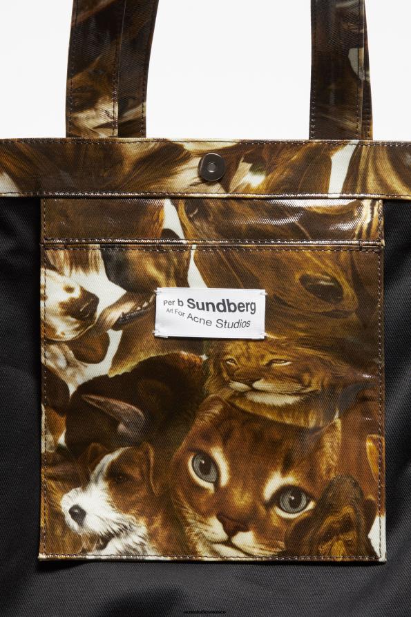 Acne Studios accesorios marrón coñac multi 0T4HT622 bolso tote de hombro con logo