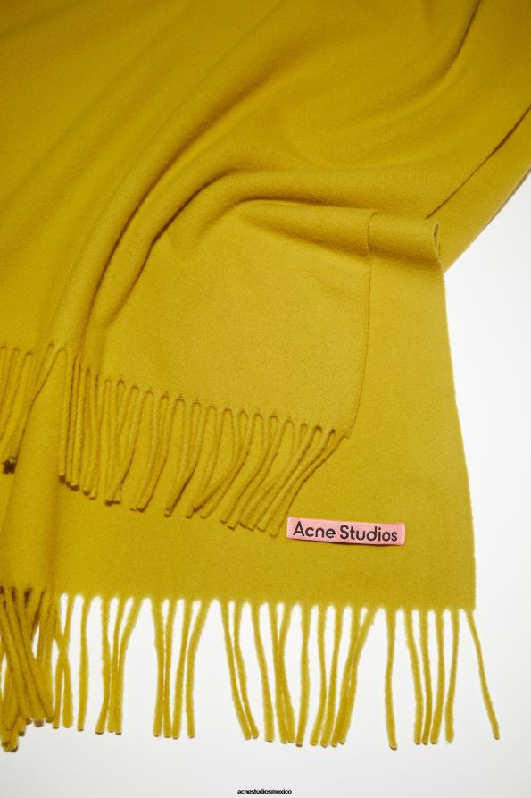 Acne Studios accesorios amarillo ácido 0T4HT744 bufanda de lana con flecos - extragrande