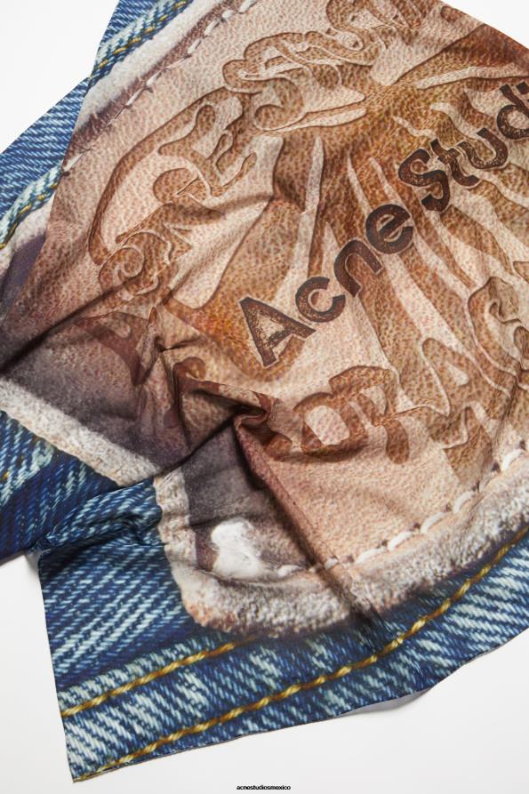 Acne Studios accesorios beige/azul 0T4HT787 bufanda oversize estampada