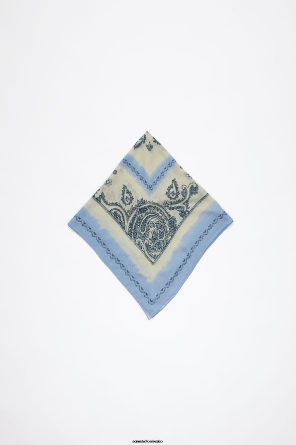 Acne Studios accesorios beige polvoriento/azul claro 0T4HT775 bufanda de lana ligera estampada