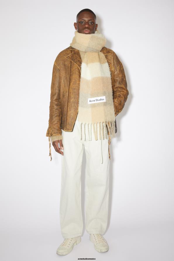 Acne Studios accesorios blanco/beige 0T4HT832 bufanda de mohair a cuadros