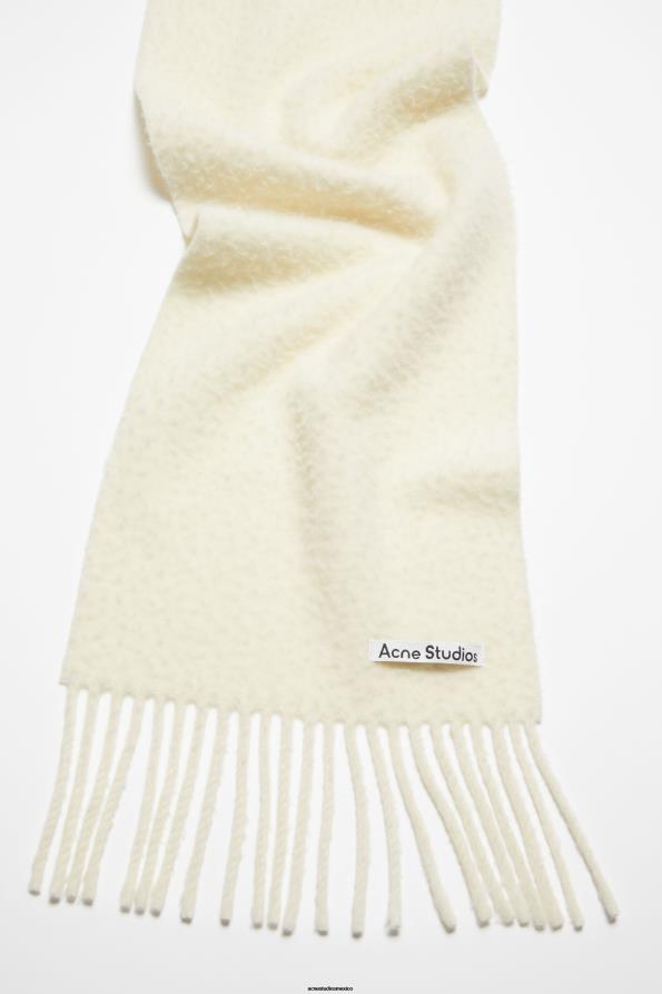 Acne Studios accesorios blanco cálido 0T4HT873 bufanda de lana con flecos