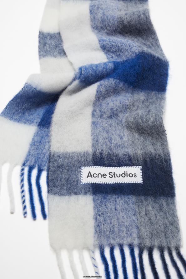 Acne Studios accesorios blanco/gris/azul real 0T4HT566 bufanda de mohair a cuadros