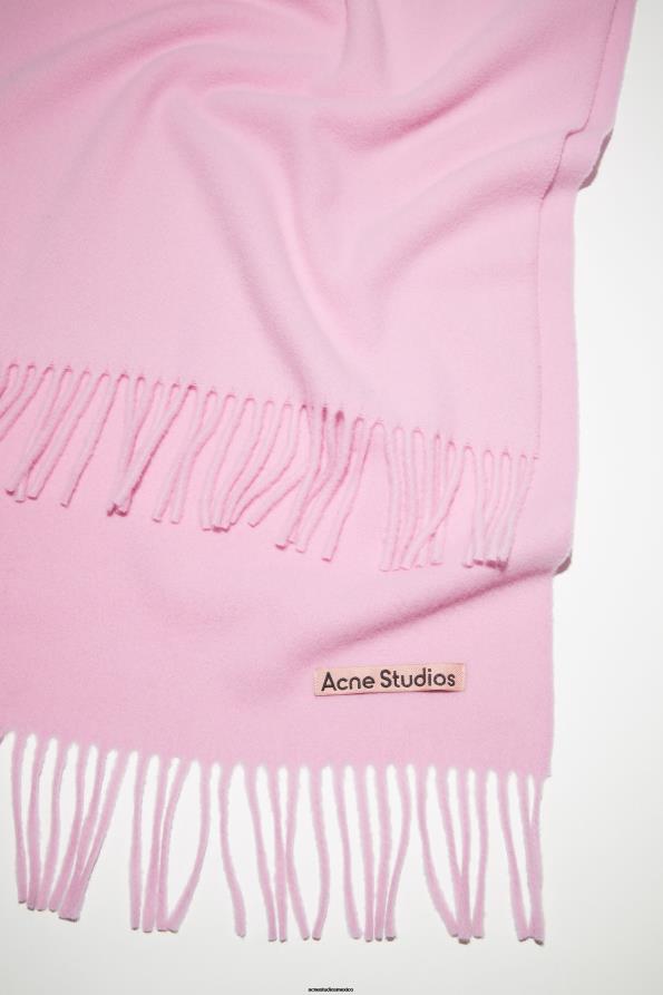 Acne Studios accesorios burbuja rosa 0T4HT798 bufanda de lana con flecos - estrecha