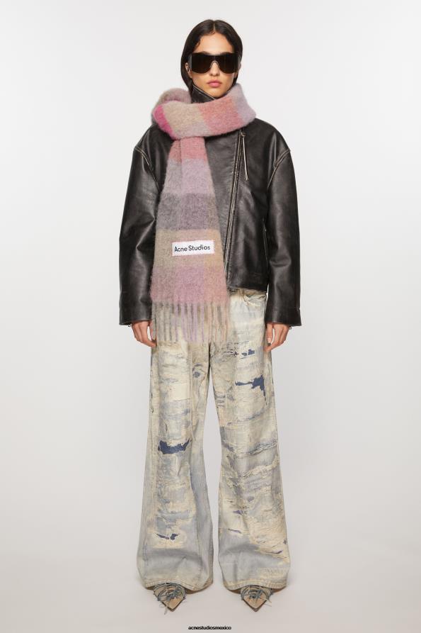 Acne Studios accesorios fucsia/lila/rosa 0T4HT712 bufanda de mohair a cuadros