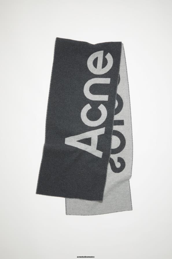 Acne Studios accesorios gris/gris claro 0T4HT613 bufanda con logo en jacquard - estrecha