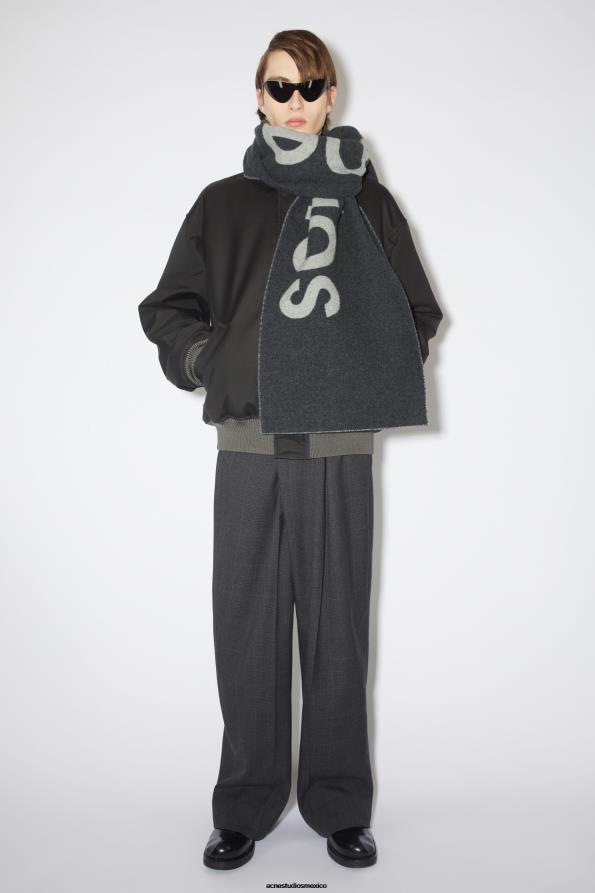 Acne Studios accesorios gris/gris claro 0T4HT613 bufanda con logo en jacquard - estrecha