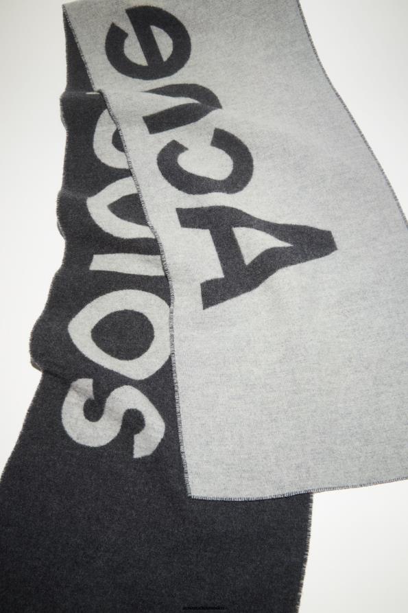 Acne Studios accesorios gris/gris claro 0T4HT613 bufanda con logo en jacquard - estrecha