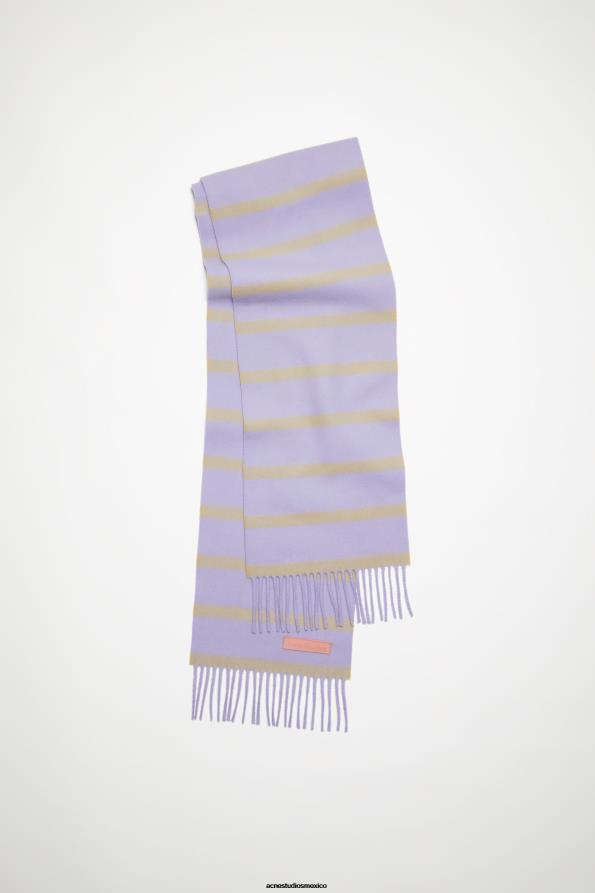Acne Studios accesorios lila/amarillo 0T4HT781 bufanda de lana etiqueta rosa - estrecha