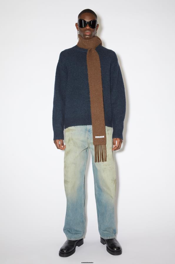 Acne Studios accesorios marrón almendra 0T4HT657 Bufanda con flecos de lana y alpaca - Skinny