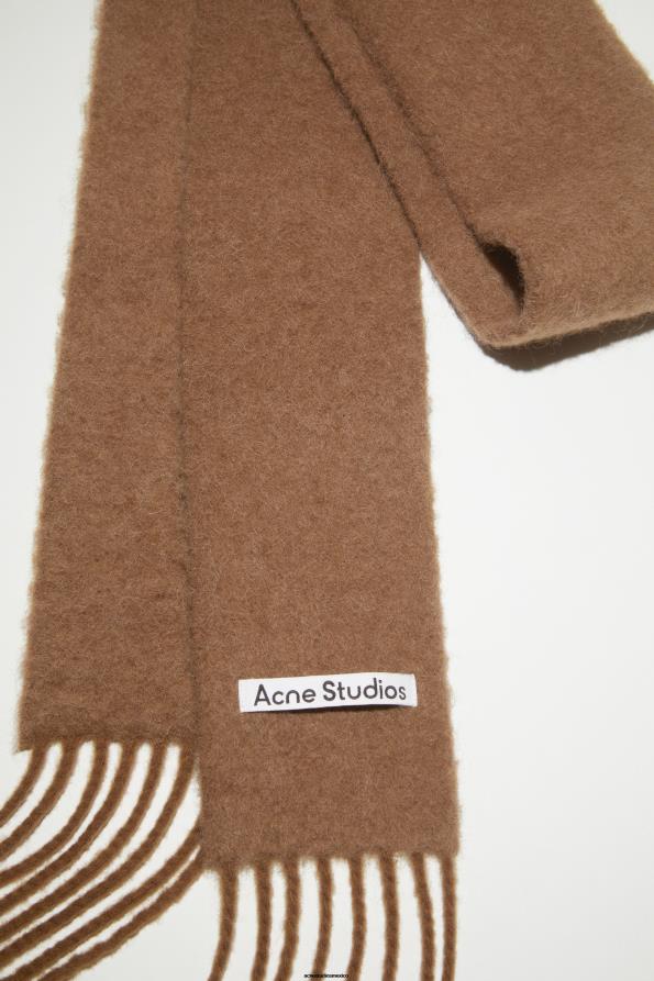 Acne Studios accesorios marrón almendra 0T4HT657 Bufanda con flecos de lana y alpaca - Skinny