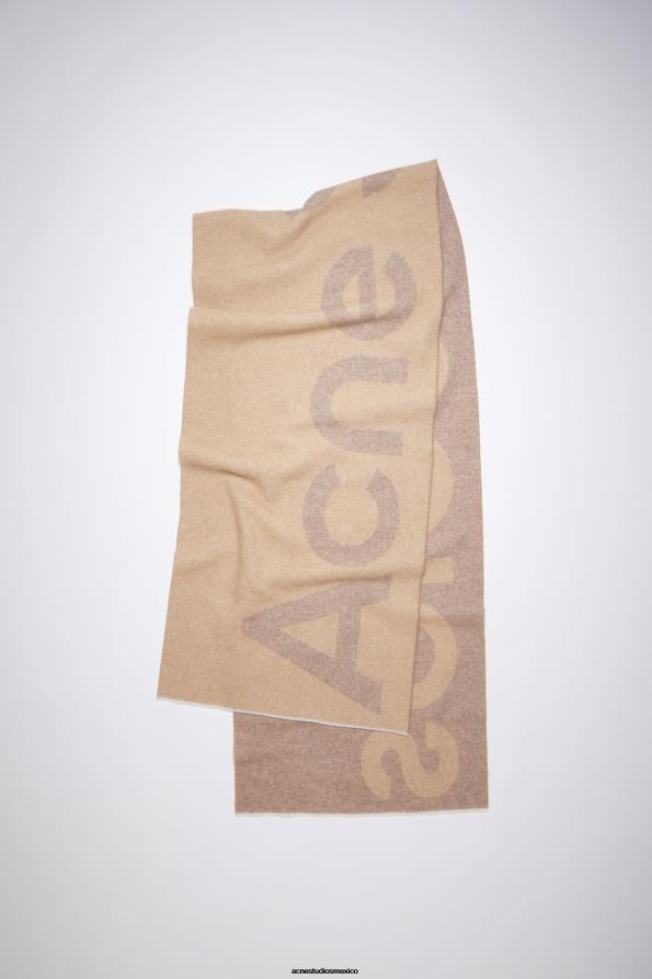 Acne Studios accesorios marrón camello 0T4HT718 bufanda con logo en jacquard