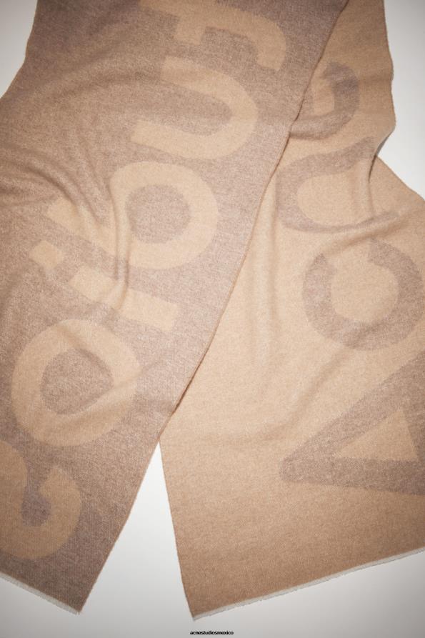 Acne Studios accesorios marrón camello 0T4HT718 bufanda con logo en jacquard