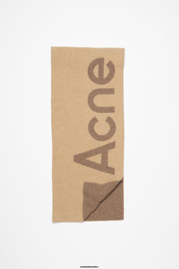 Acne Studios accesorios marrón camello 0T4HT726 bufanda con logo en jacquard - estrecha