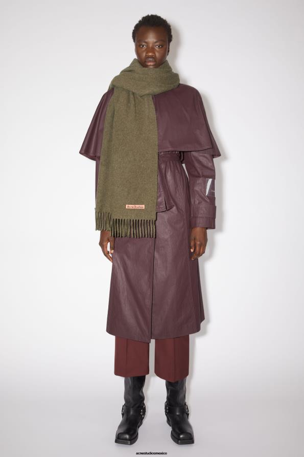 Acne Studios accesorios mezcla de oliva claro 0T4HT615 bufanda de lana con flecos - extragrande