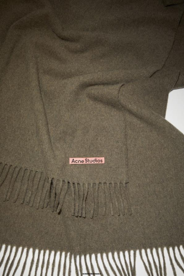 Acne Studios accesorios mezcla de oliva claro 0T4HT615 bufanda de lana con flecos - extragrande