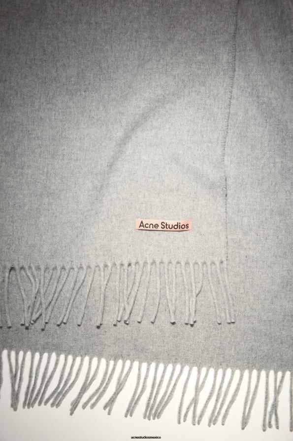 Acne Studios accesorios mezcla gris claro 0T4HT665 bufanda de lana con flecos - extragrande