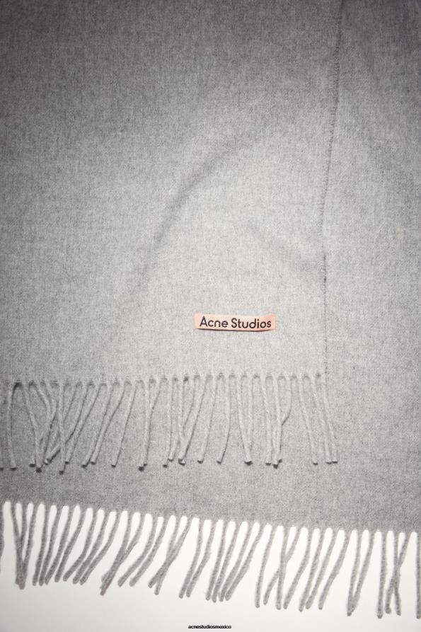 Acne Studios accesorios mezcla gris claro 0T4HT666 bufanda de lana con flecos - estrecha