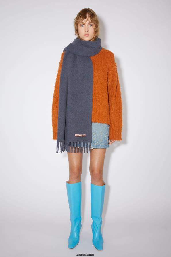 Acne Studios accesorios mezcla morada 0T4HT589 bufanda de lana con flecos - estrecha