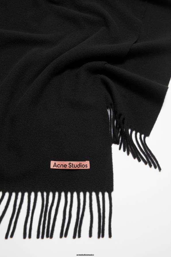 Acne Studios accesorios negro 0T4HT508 bufanda de lana con flecos - estrecha
