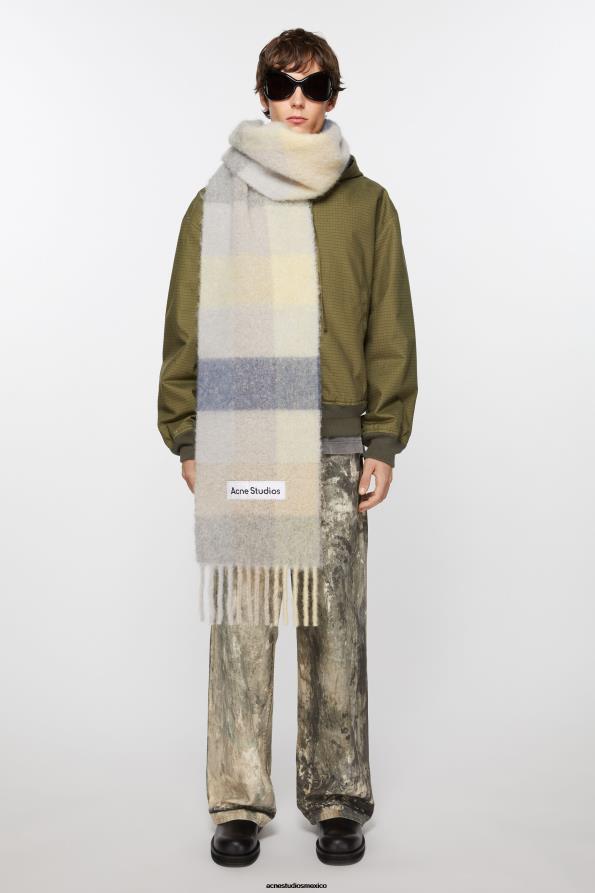 Acne Studios accesorios vainilla/beige/lavanda 0T4HT875 bufanda de mohair a cuadros