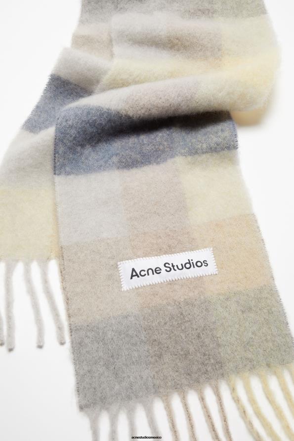 Acne Studios accesorios vainilla/beige/lavanda 0T4HT875 bufanda de mohair a cuadros