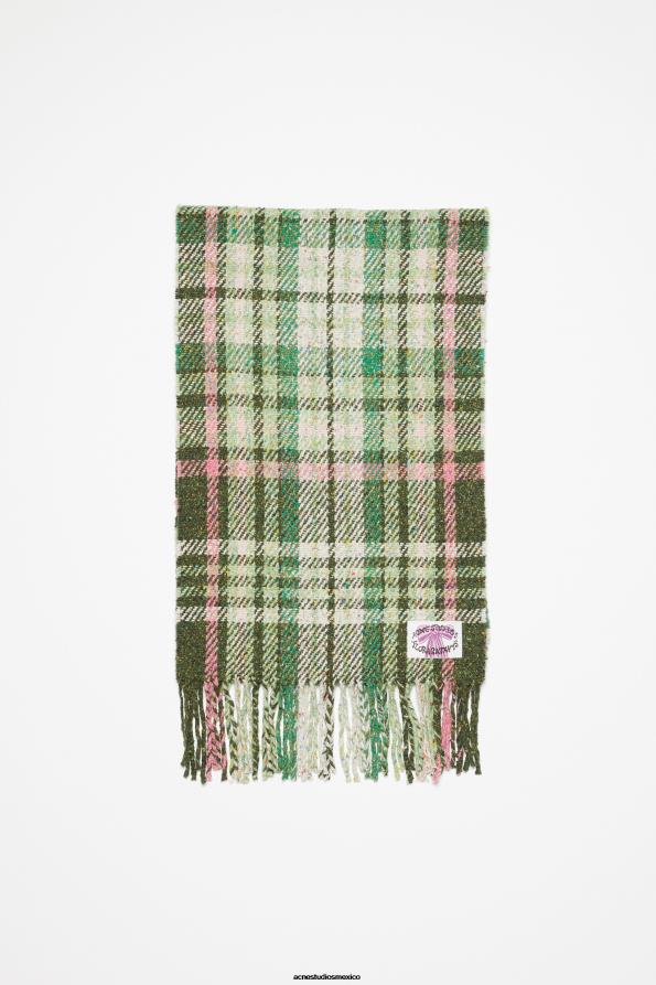 Acne Studios accesorios verde 0T4HT572 bufanda con flecos a cuadros