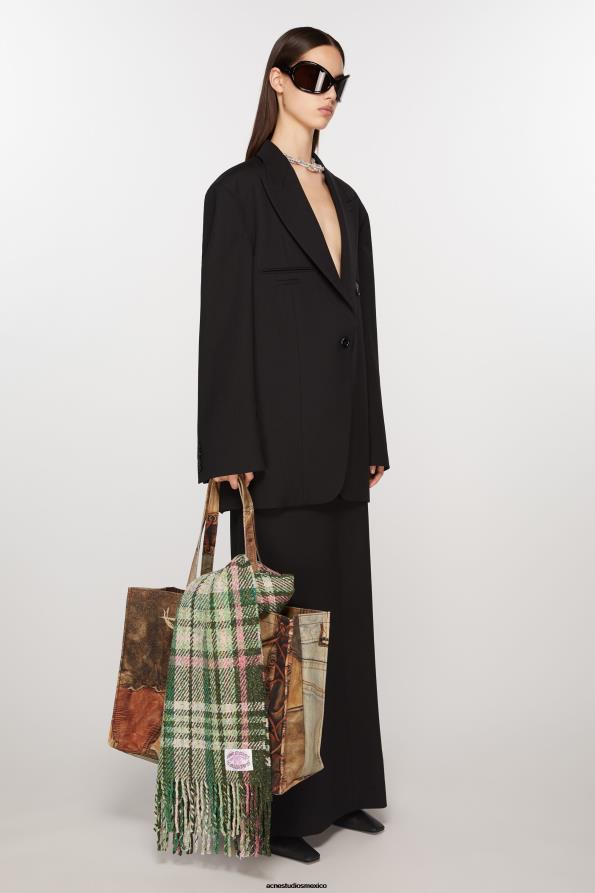 Acne Studios accesorios verde 0T4HT572 bufanda con flecos a cuadros