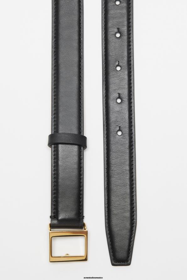 Acne Studios accesorios oro negro 0T4HT498 cinturón con hebilla de cuero