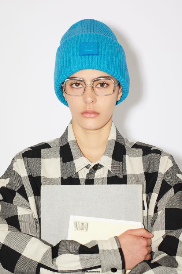 Acne Studios accesorios azul zafiro 0T4HT546 gorro con logo y cara grande