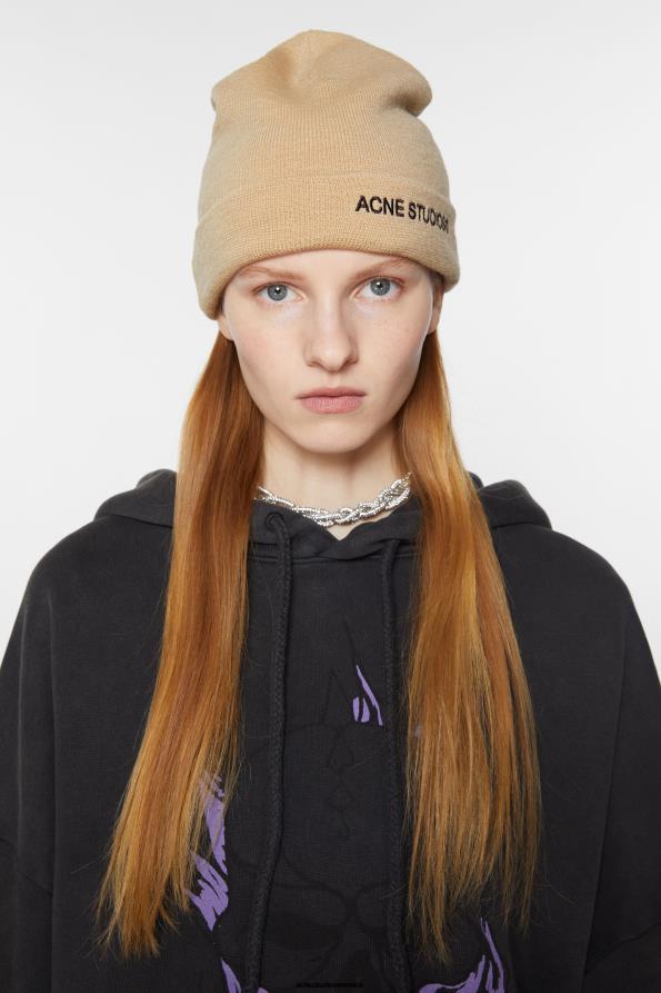 Acne Studios accesorios beige concha 0T4HT814 gorro con logo