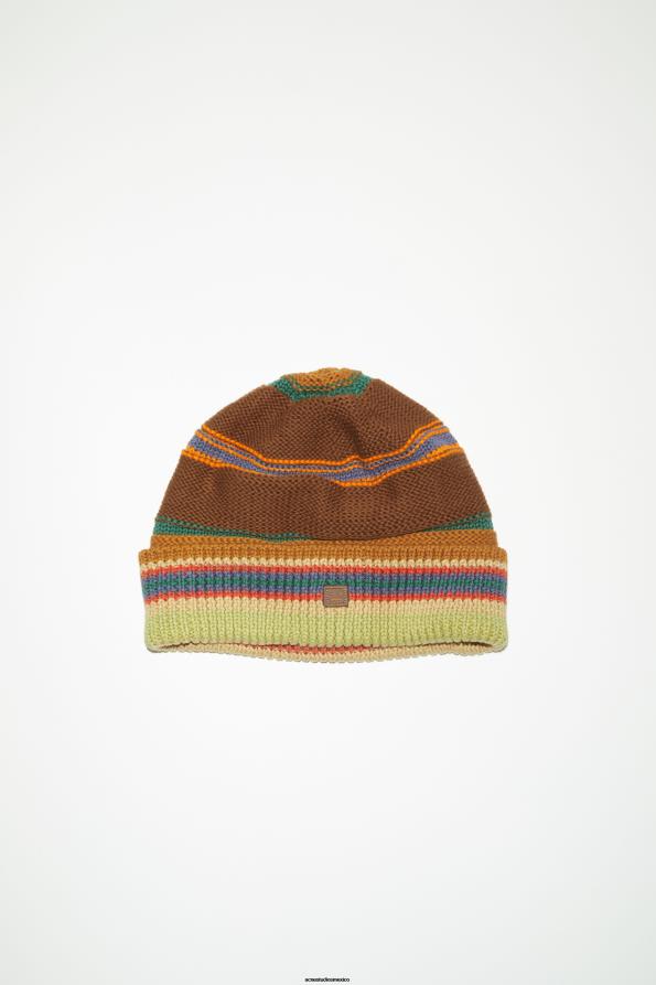 Acne Studios accesorios marrón canela/multicolor 0T4HT614 gorro de punto a rayas