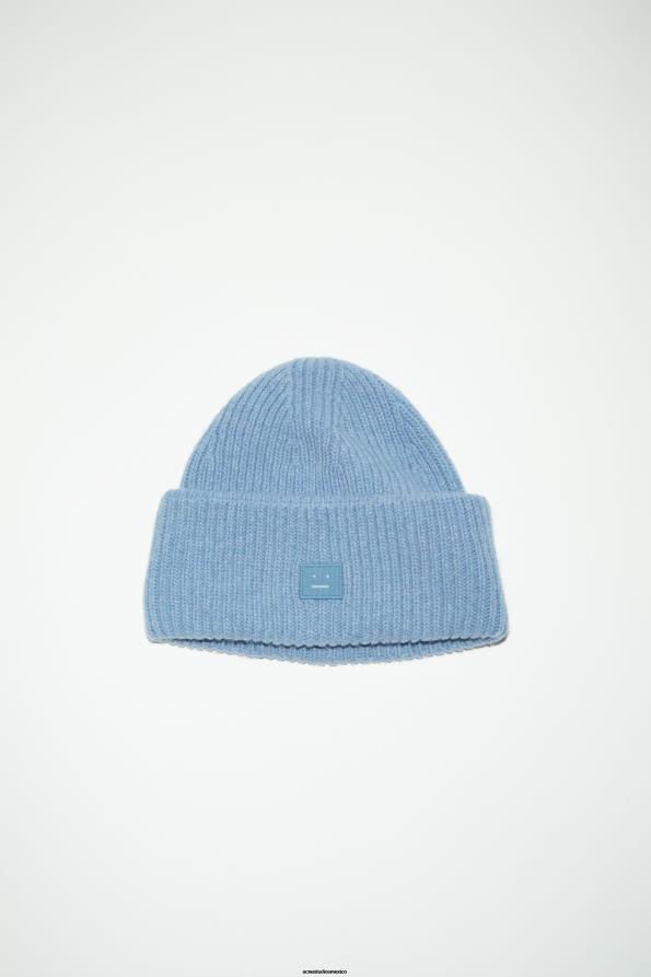 Acne Studios accesorios mezcla azul acero 0T4HT643 gorro con logo y cara pequeña