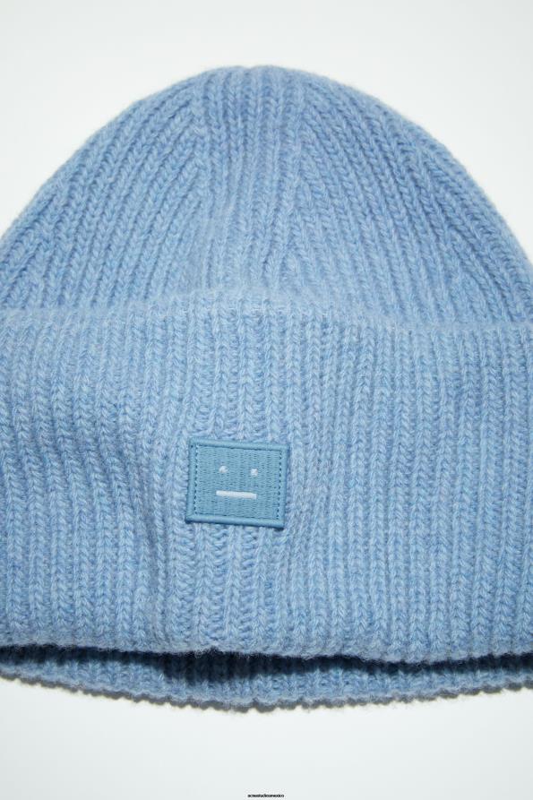 Acne Studios accesorios mezcla azul acero 0T4HT643 gorro con logo y cara pequeña