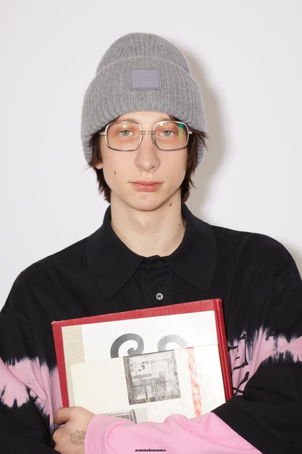 Acne Studios accesorios mezcla de grises 0T4HT612 gorro con logo y cara grande