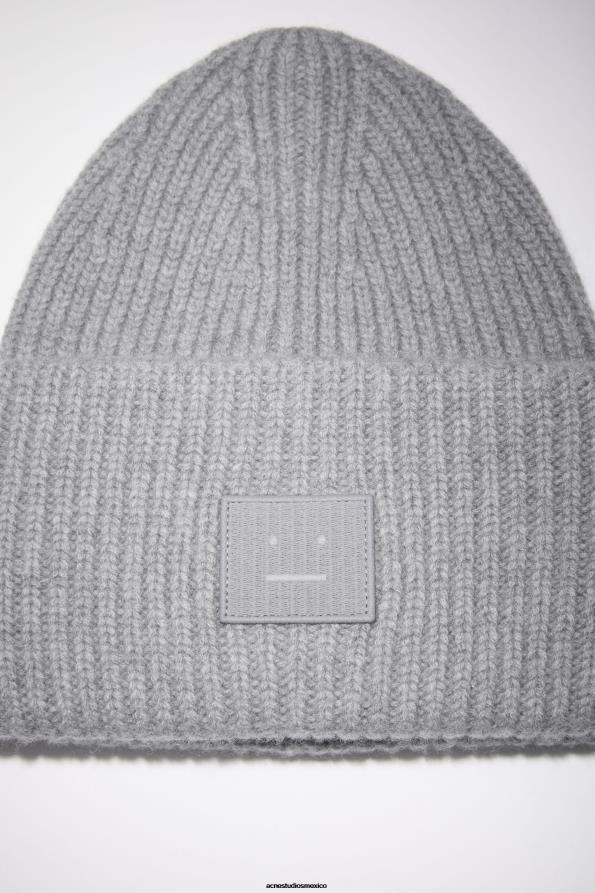 Acne Studios accesorios mezcla de grises 0T4HT612 gorro con logo y cara grande