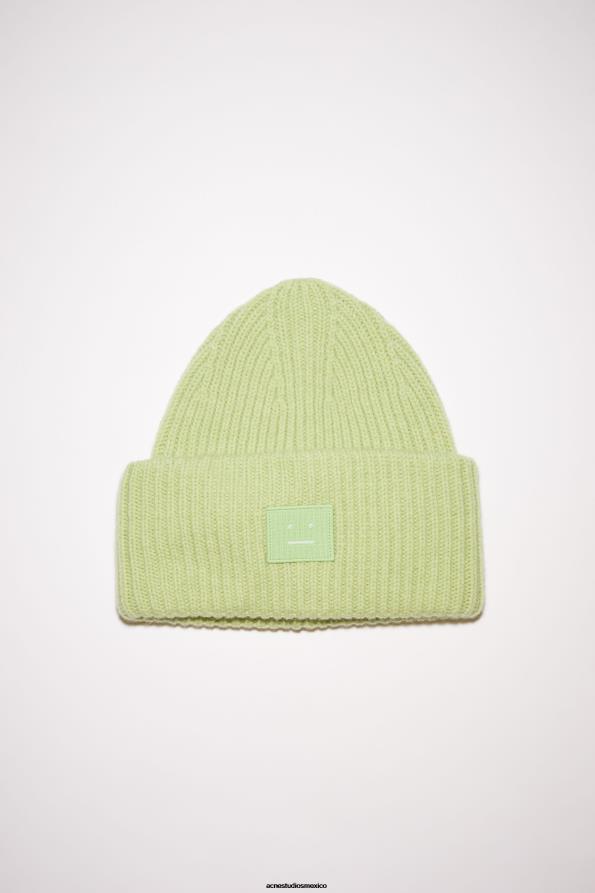 Acne Studios accesorios mezcla verde pálido 0T4HT770 gorro con logo y cara grande