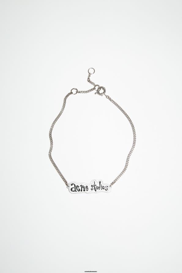Acne Studios accesorios Gris plateado 0T4HT683 collar con etiqueta del logo