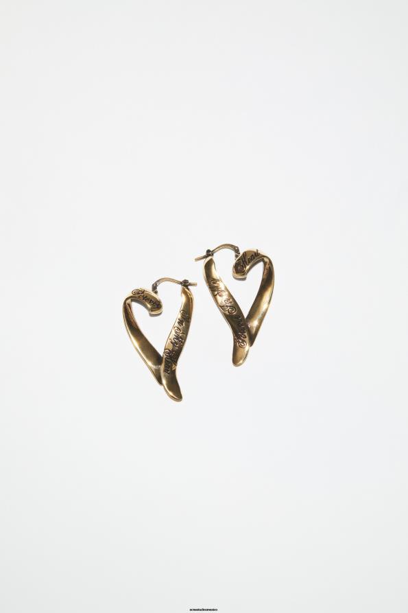 Acne Studios accesorios oro antiguo 0T4HT700 aros de corazon