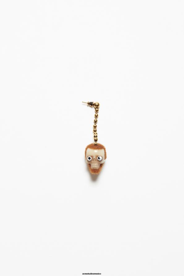 Acne Studios accesorios oro antiguo/marrón 0T4HT696 pendiente con colgante de calavera