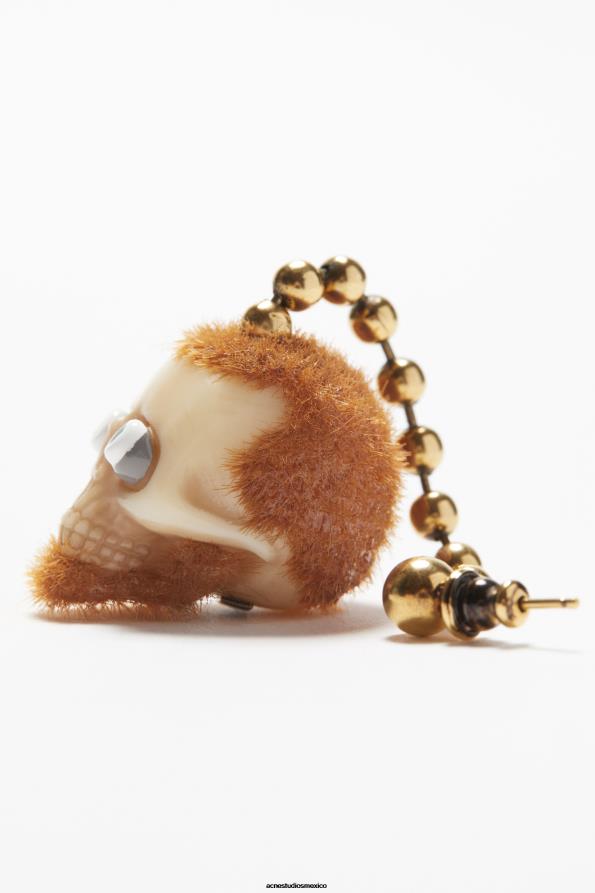 Acne Studios accesorios oro antiguo/marrón 0T4HT696 pendiente con colgante de calavera