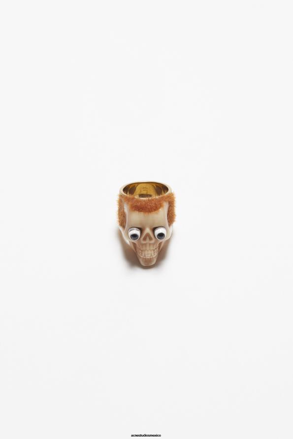 Acne Studios accesorios oro antiguo/marrón 0T4HT697 anillo de calavera