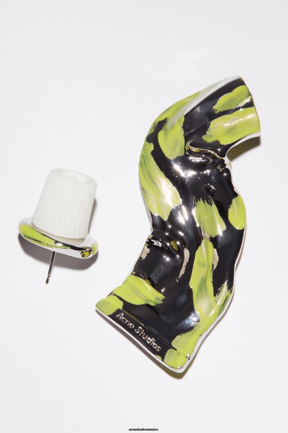 Acne Studios accesorios plata/amarillo 0T4HT693 desfile de aretes de tubo de pintura