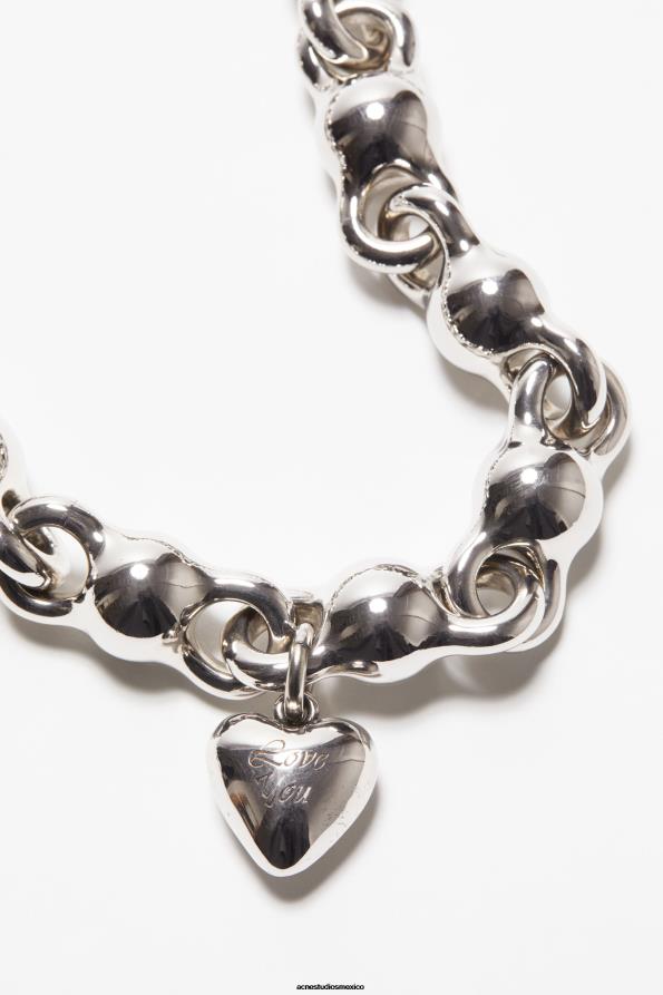 Acne Studios accesorios plata antigua 0T4HT650 collar con dije de corazón