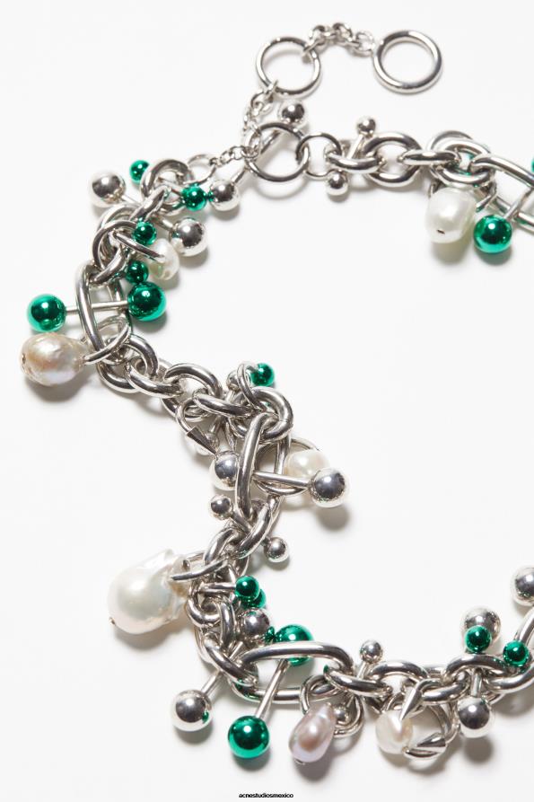 Acne Studios accesorios plata/verde 0T4HT679 collar con múltiples dijes