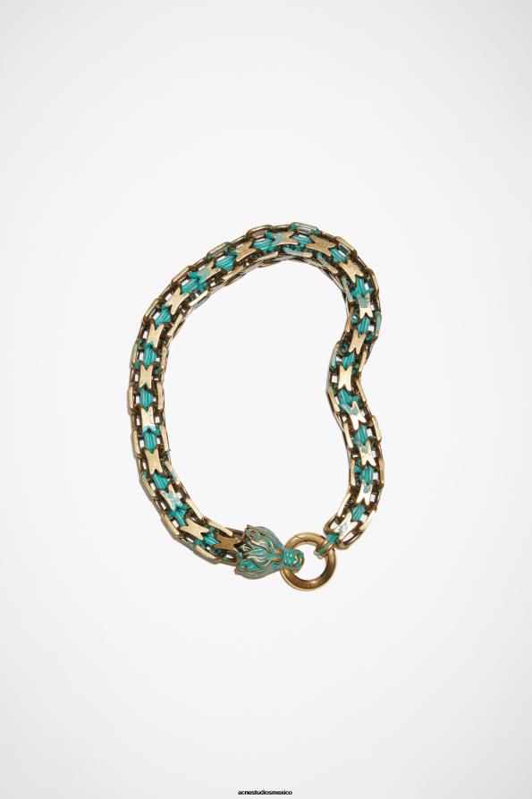 Acne Studios accesorios verde militar oscuro/latón 0T4HT554 collar de cadena