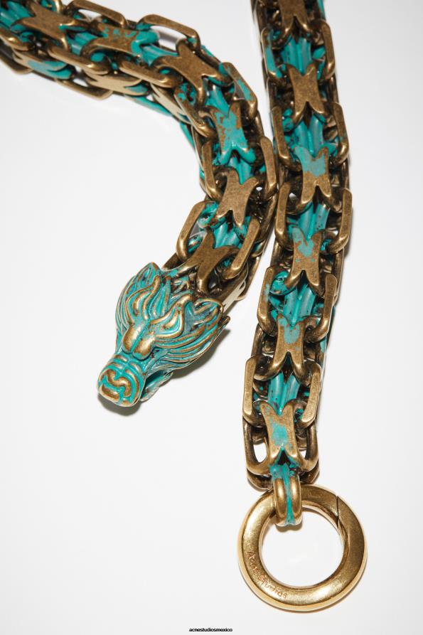 Acne Studios accesorios verde militar oscuro/latón 0T4HT554 collar de cadena