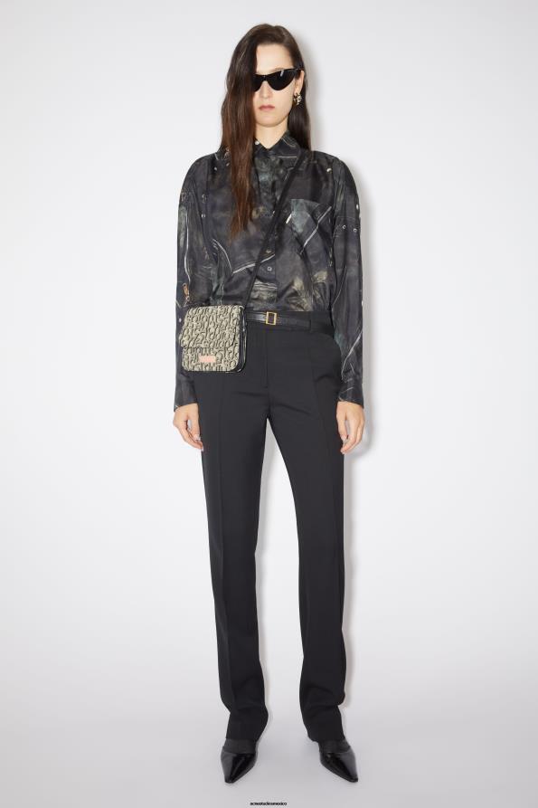 Acne Studios accesorios beige/negro 0T4HT793 bolso crossbody con plataforma