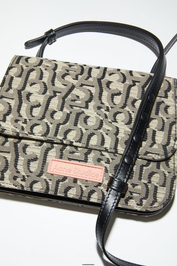Acne Studios accesorios beige/negro 0T4HT793 bolso crossbody con plataforma